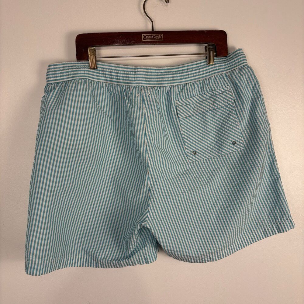Brooks Brothers 346 Seersucker Swim Shorts Mens XL Seafoam Turquoise Trunks - Picture 8 of 9